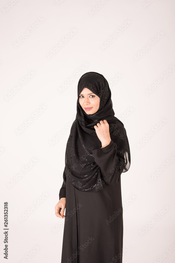 Arab woman on white background