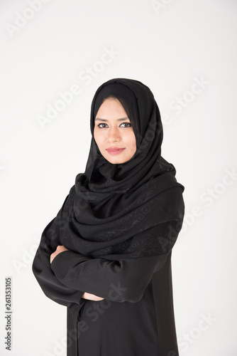 Arab woman on white background