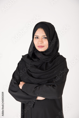 Arab woman on white background