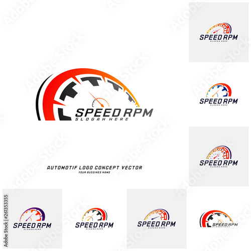 Set of Speed logo design vector. Fast Speedometer logo design template. icon symbol