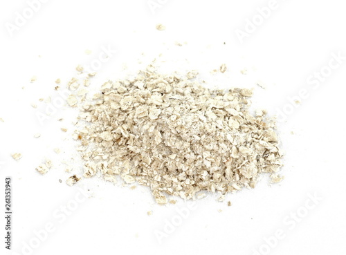 Pile of Dry oatmeal isolated on white background.