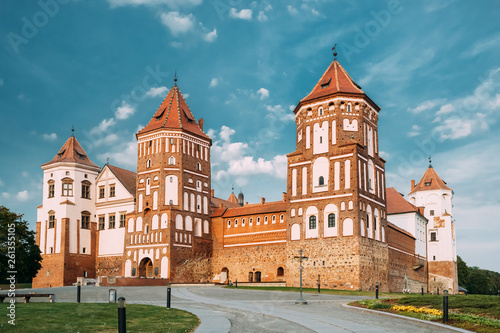 Mir, Belarus. Mir Castle Complex. Architectural Ensemble Of Feudalism, Cultural Monument, UNESCO Heritage. Famous Landmark In Summer