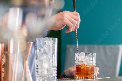 bartender prepares a great cocktail photo