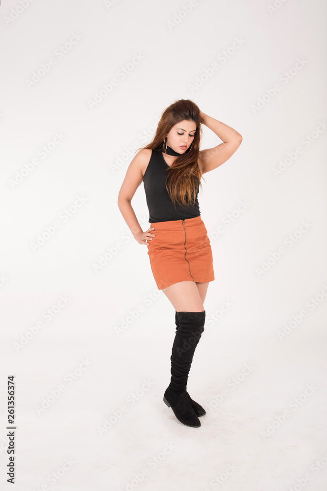 Pretty young female posing on white background Pretty young female posing on white background