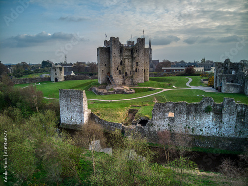 Medieval Trim Castle in County Meath, Ireland from Drone photo