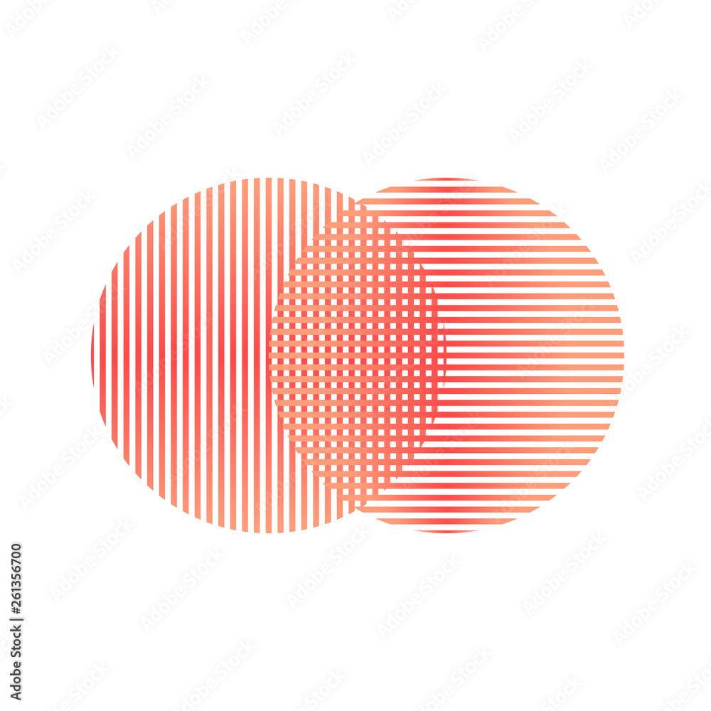 Two isolated Abstract coral cercle from stripes. Vector illustration.