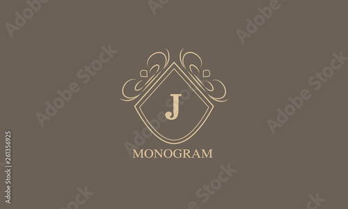 An elegant monogram with a letter. Stylish logo design menu, labels, restaurant, hotel, heraldry, jewelry, boutique. Vector illustration.