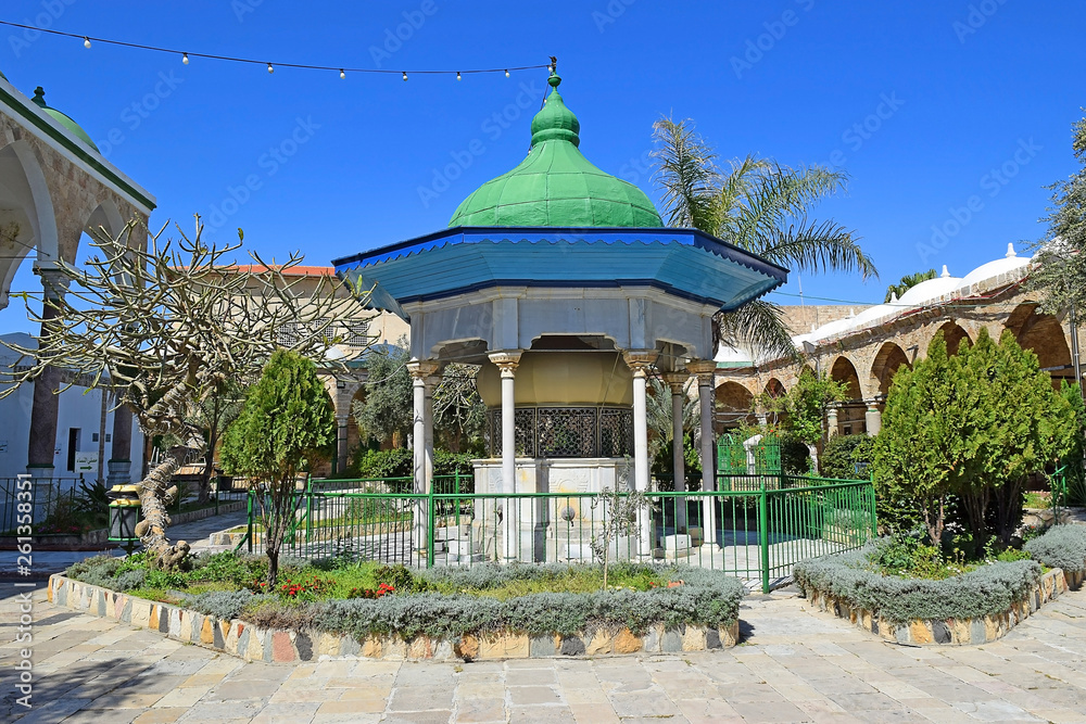 courtyard in the Jezzar Pasha Mosque, also known as the White Mosque in Acre, Israel