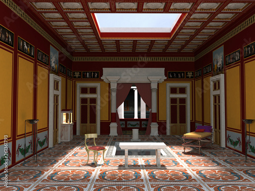 Obraz na plátně Interior of a house in ancient Rome