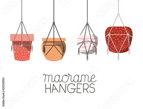set of macrame pots hangers