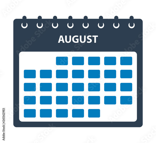 August Calendar Icon. Flat style vector EPS.