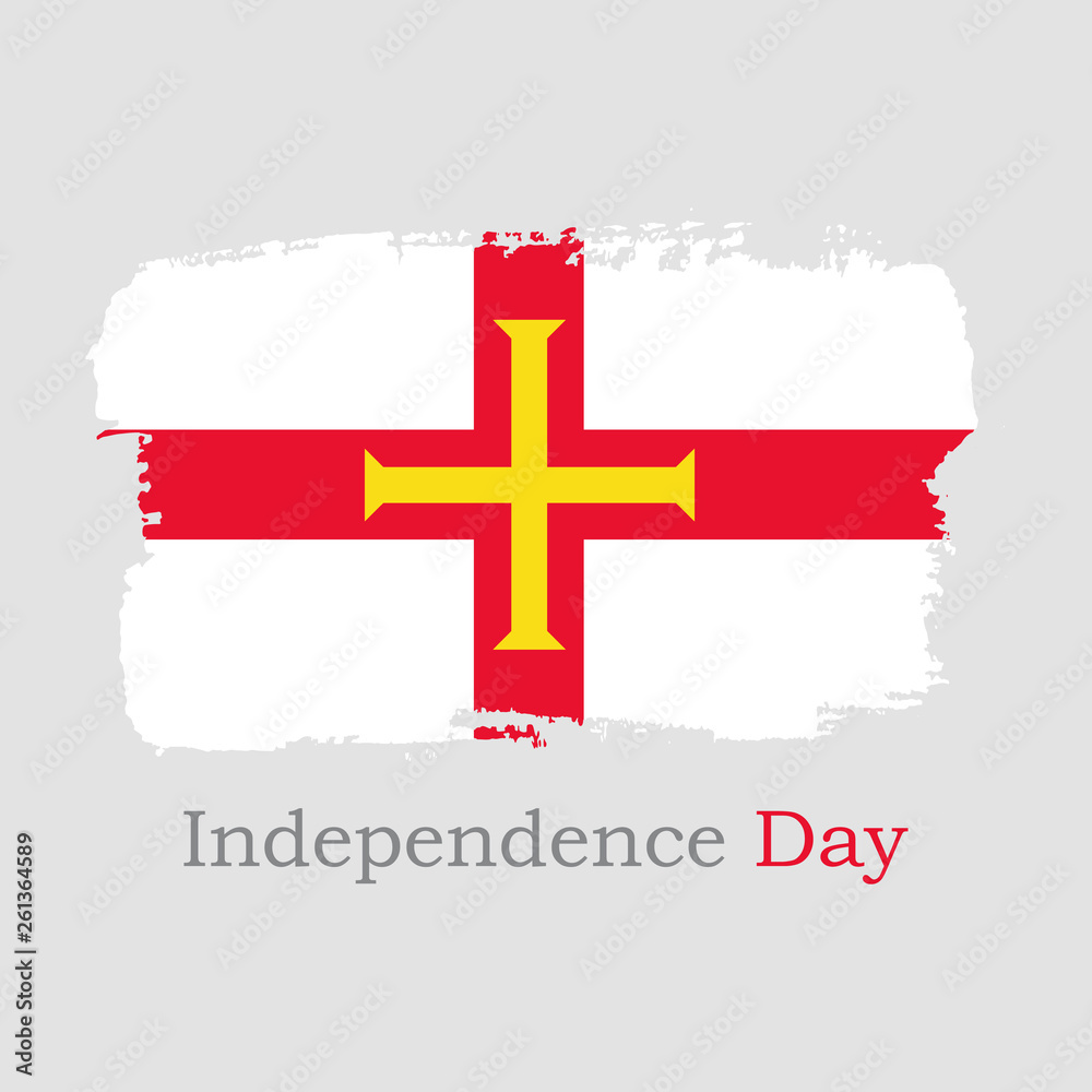 Isolated Hand draw Guernsey flag. National Guernsey banner for design on grey background. Independence Day. 9 May. Vector Illustration