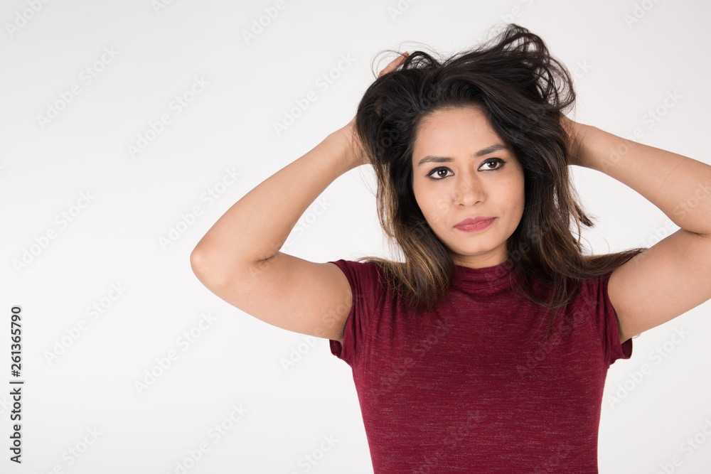 Pretty young female posing on white background Pretty young female posing on white background