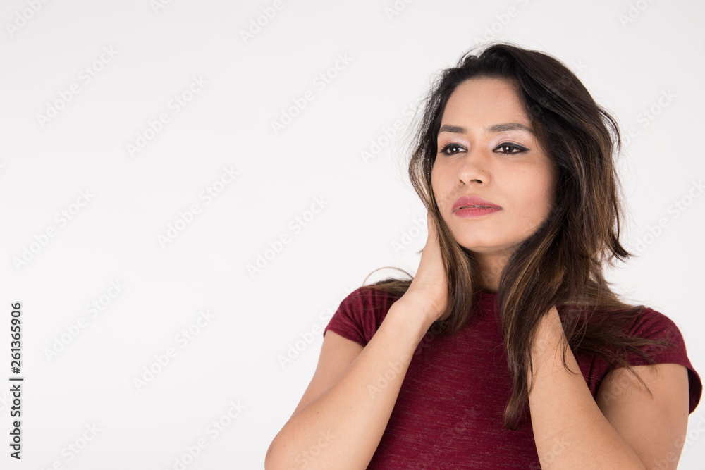 Pretty young female posing on white background Pretty young female posing on white background
