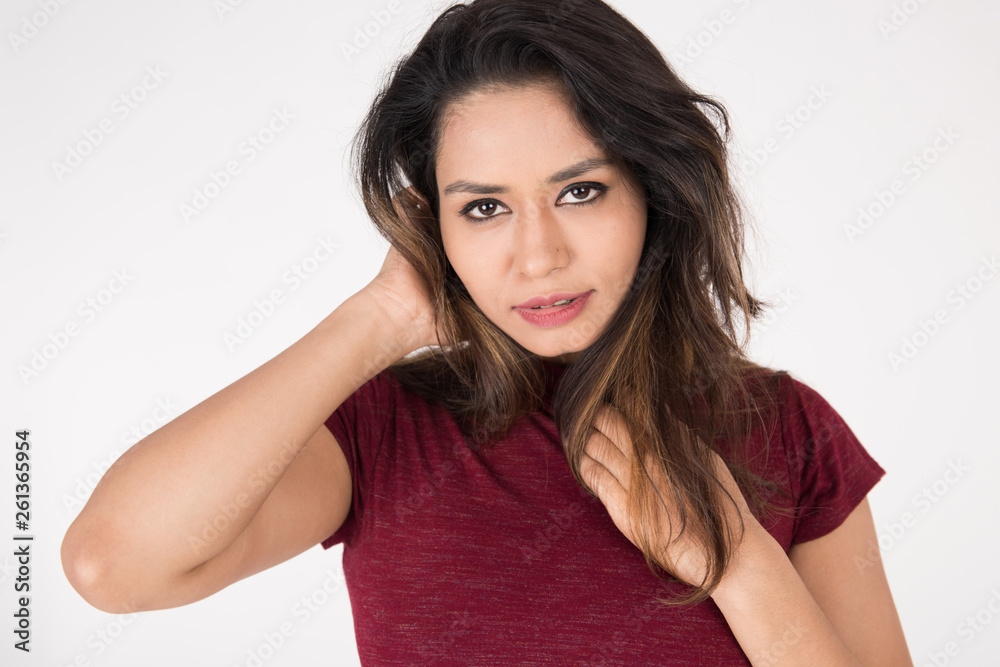 Pretty young female posing on white background Pretty young female posing on white background