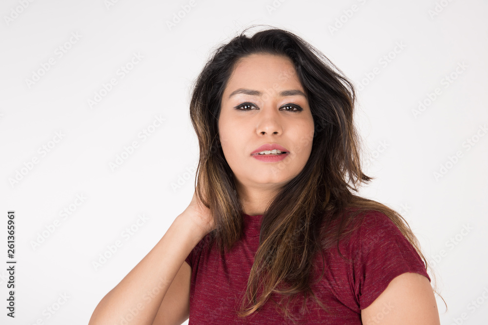 Pretty young female posing on white background Pretty young female posing on white background