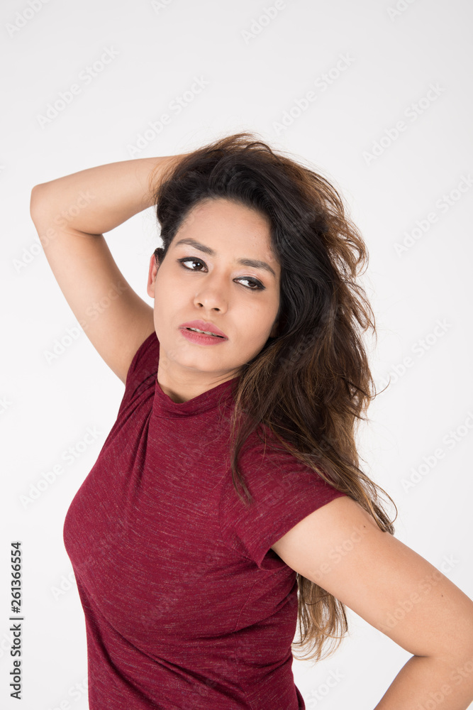 Pretty young female posing on white background Pretty young female posing on white background