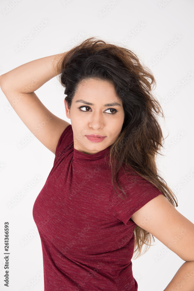 Pretty young female posing on white background Pretty young female posing on white background