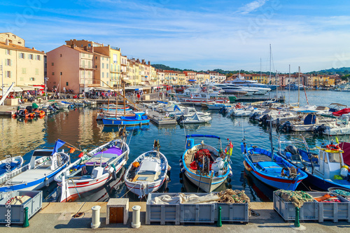 Boats and luxury yachts in por of Saint Tropez, France