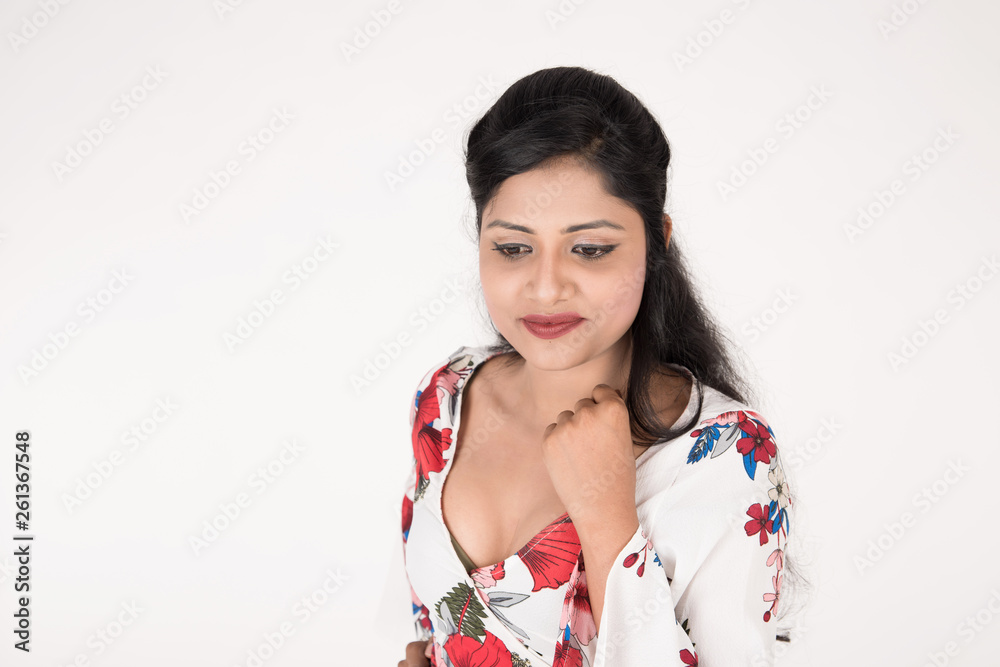 Pretty young female posing on white background Pretty young female posing on white background