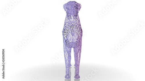 3d rendering of an artistic animal with reflection isolated on white background