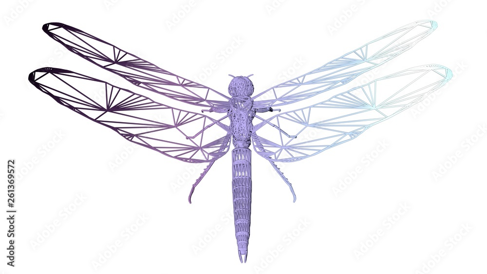 3d rendering of an artistic animal with reflection isolated on white background