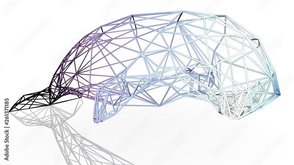 3d rendering of an artistic animal with reflection isolated on white background 3d rendering of an artistic animal with reflection isolated on white background