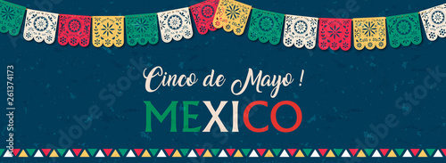 Cinco de Mayo paper flag banner for mexico holiday photo