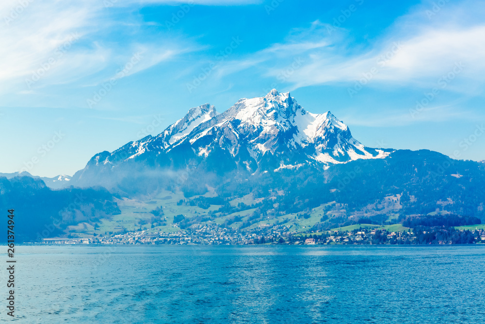Lake Lucerne and Pilatus Mountain in Switzerland