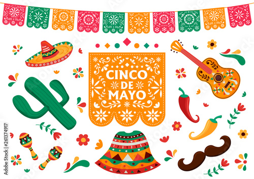 Cinco de Mayo set of mexican culture decoration