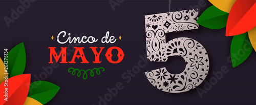 Mexican paper art banner for cinco de mayo holiday