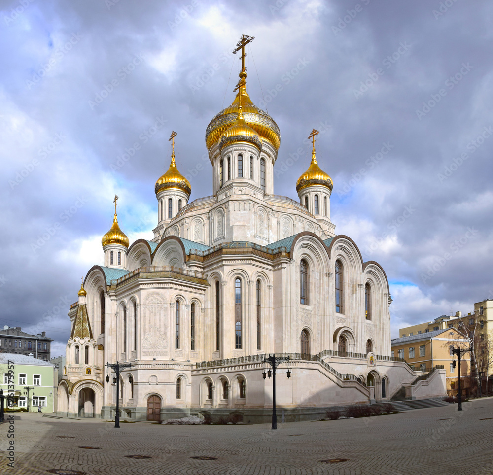 The Church of the Resurrection of Christ in Sretensky Monastery was built in 2014-2017. The author of the project is architect Dmitry Smirnov. Russia, Moscow, April 2019.
