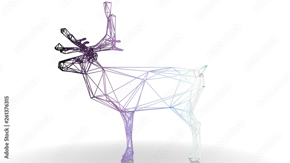 Fototapeta premium 3d rendering of an artistic animal with reflection isolated on white background