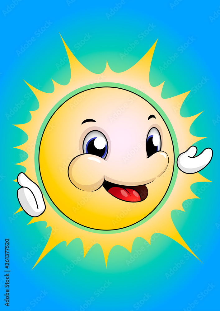 Cute cartoon sun. Children's illustration. holidays