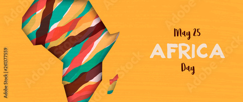 Happy Africa Day banner of african paper cut map