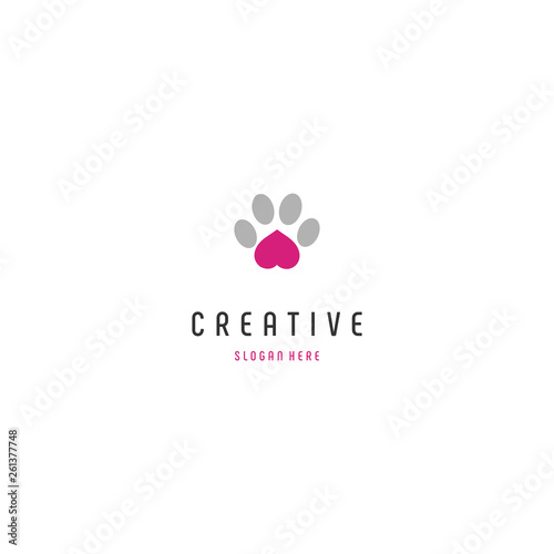 Love Paw Heart Creative Logo Design Template Element Vector