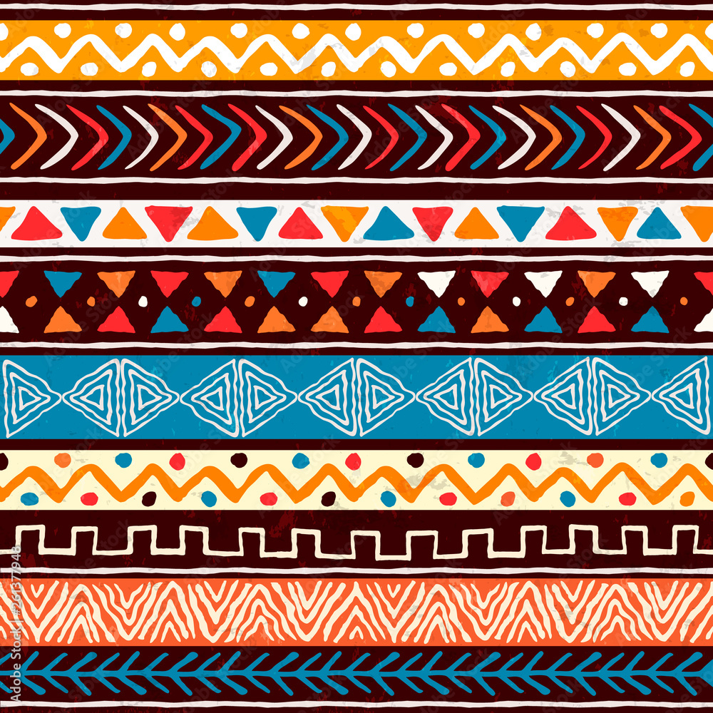 Abstract african art tribal seamless pattern - obrazy, fototapety, plakaty 