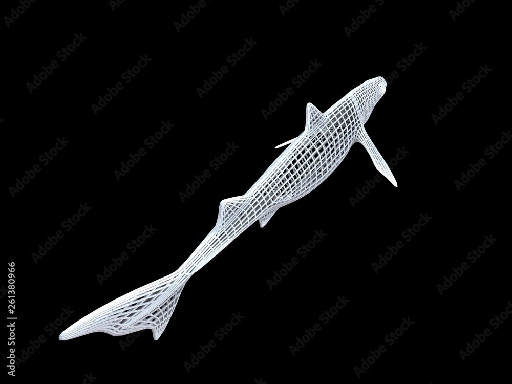Obraz premium 3d rendering of a white wired dino isoalted on black background