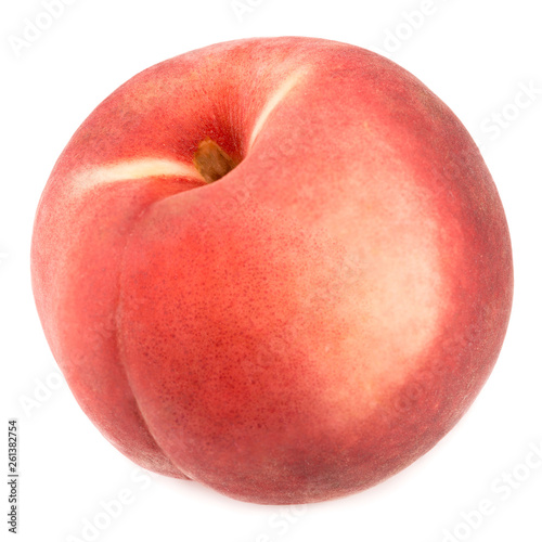 ripe peach nectarine isolated on white macro