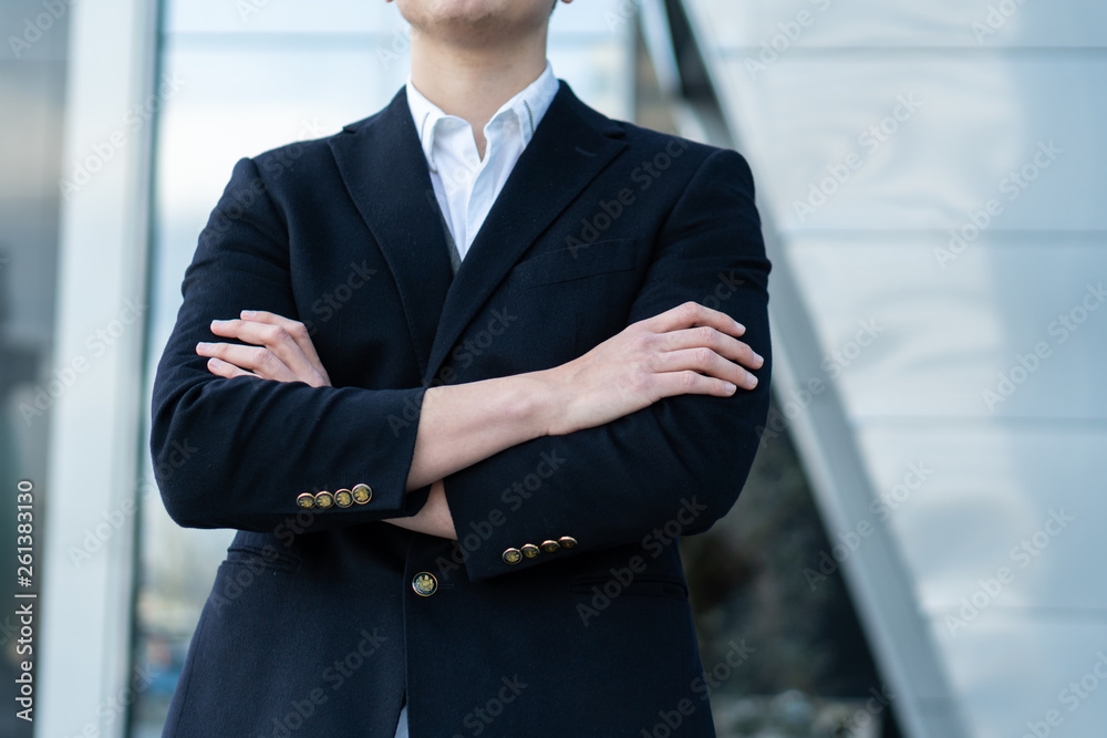 business man in classic black suit, shirt holding hands folded Achievement career wealth business concept. copy space business man in classic black suit, shirt holding hands folded Achievement career wealth business concept. copy space