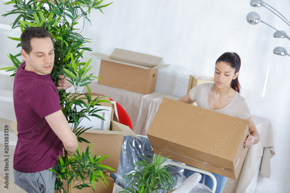 portrait of young couple moving in new home portrait of young couple moving in new home