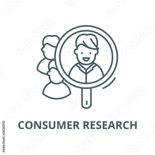 Consumer research line icon, vector. Consumer research outline sign, concept symbol, illustration