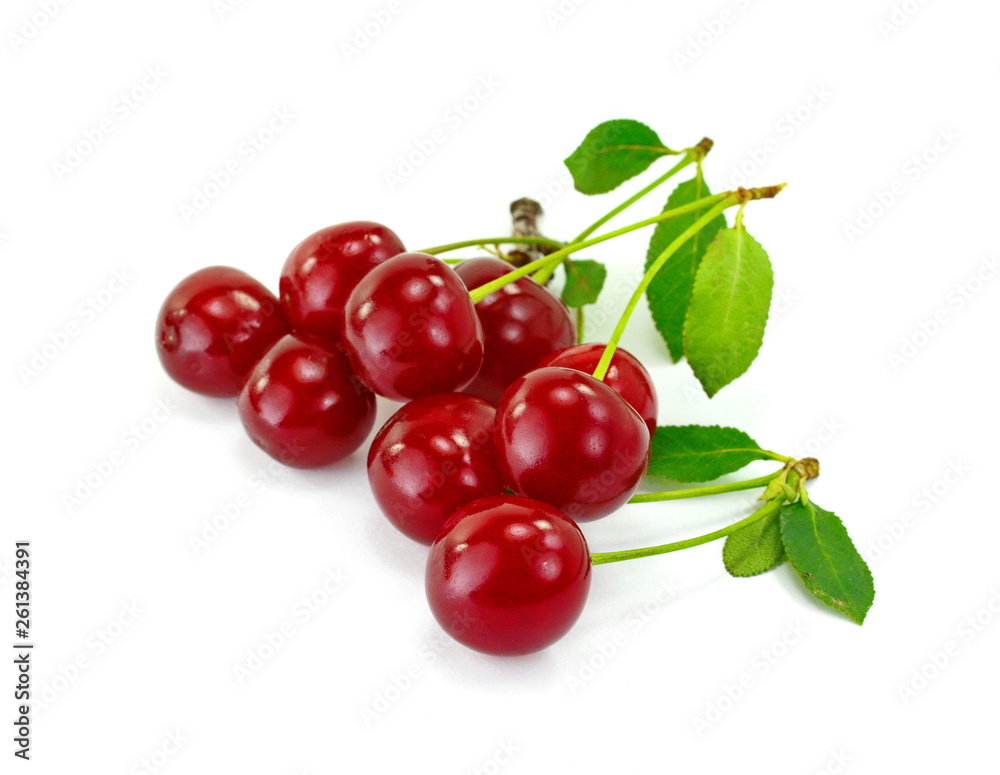sweet cherries isolated on the white background