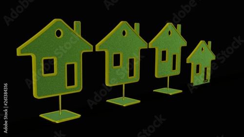 Growing homes on black - allegory.