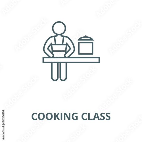 Cooking class line icon, vector. Cooking class outline sign, concept symbol, illustration