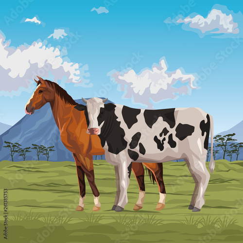 horse and cow