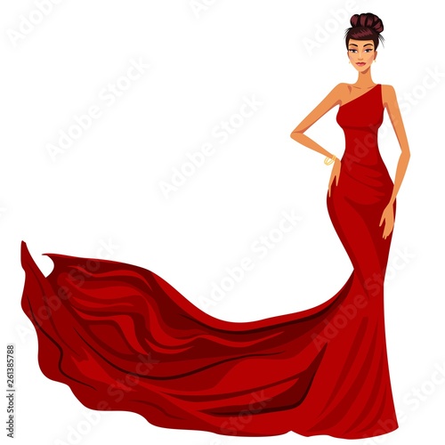 woman in red dress