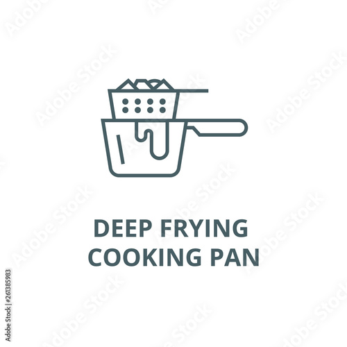 Deep frying cooking pan line icon, vector. Deep frying cooking pan outline sign, concept symbol, illustration