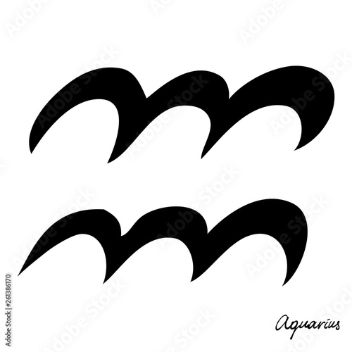 Aquarius zodiac hand drawing sign for horoscope. Usable for mystic  occult  palmistry and witchcraft alchemy. Vector.