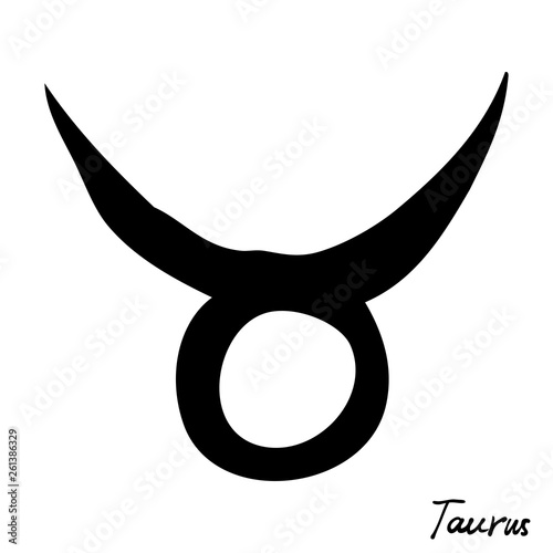 Taurus zodiac hand drawing sign for horoscope. Usable for mystic  occult  palmistry and witchcraft alchemy. Vector.